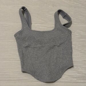 PINK Victoria's Secret Gray Ribbed Tank Top